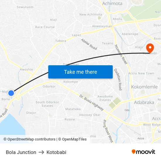 Bola Junction to Kotobabi map