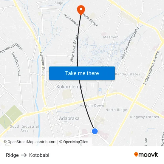 Ridge to Kotobabi map