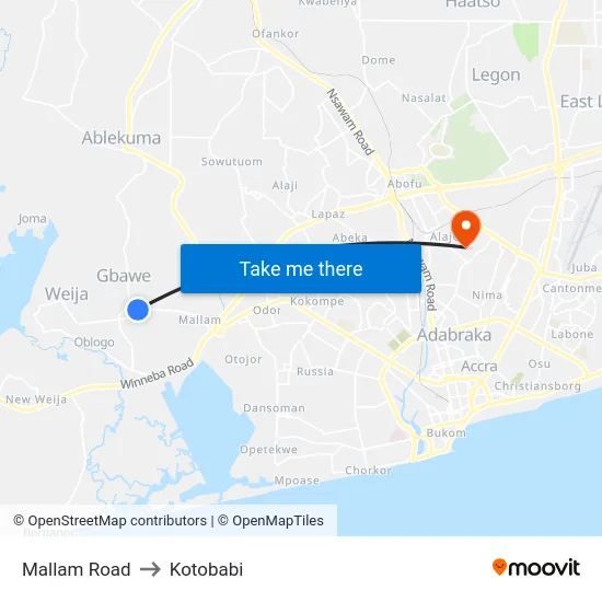 Mallam Road to Kotobabi map