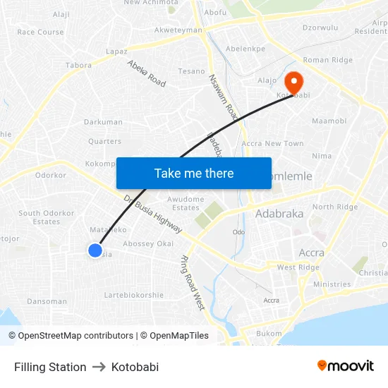 Filling Station to Kotobabi map