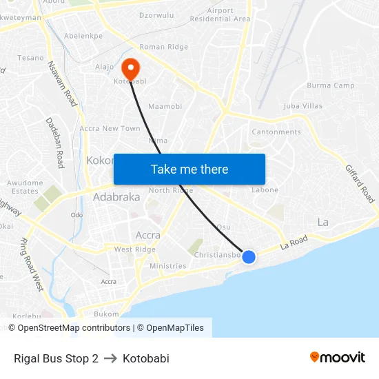 Rigal Bus Stop 2 to Kotobabi map