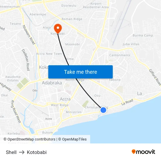 Shell to Kotobabi map
