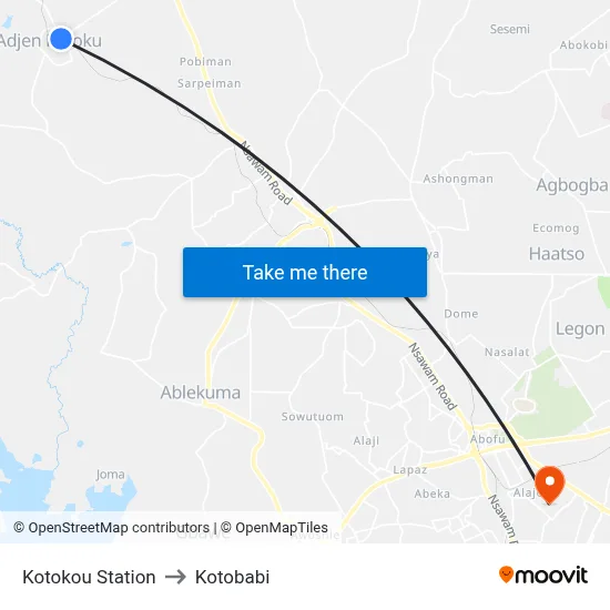 Kotokou Station to Kotobabi map