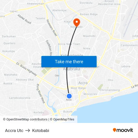 Accra Utc to Kotobabi map