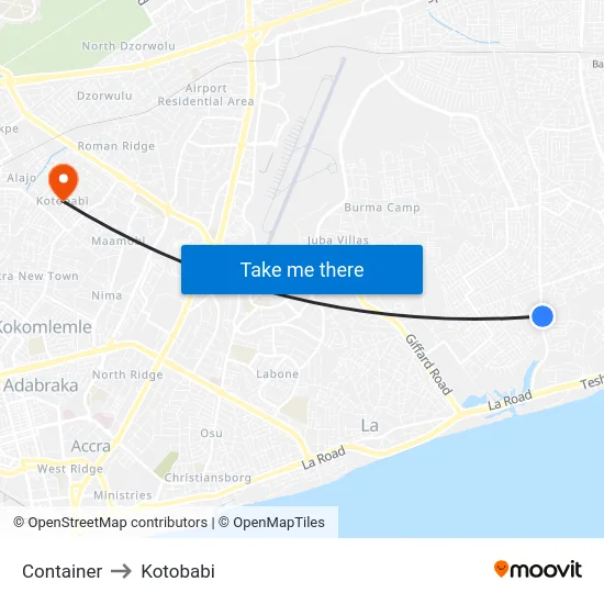 Container to Kotobabi map