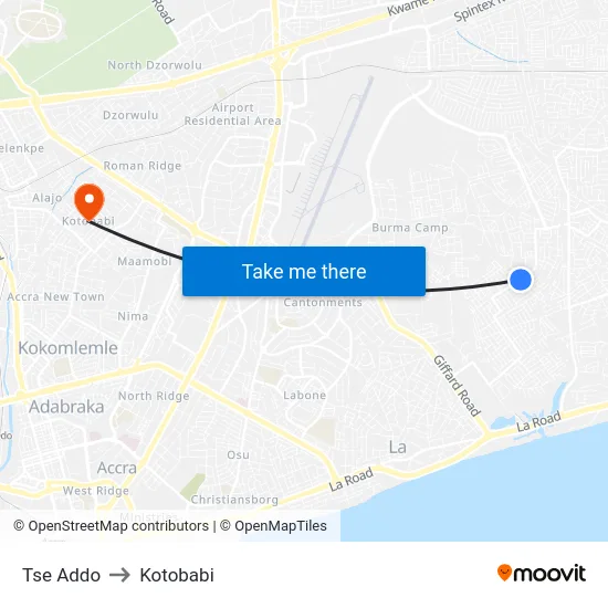 Tse Addo to Kotobabi map