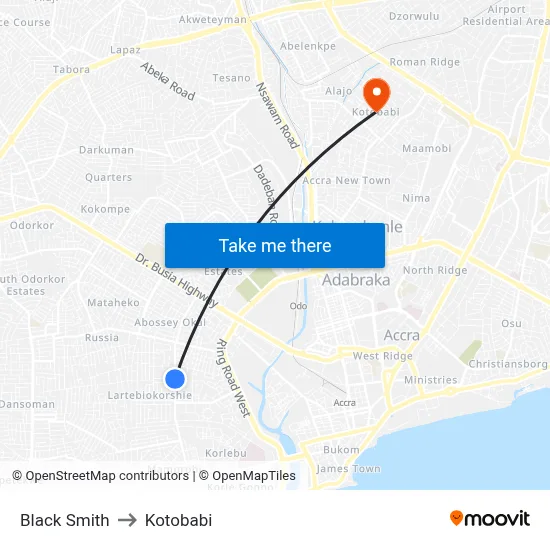 Black Smith to Kotobabi map