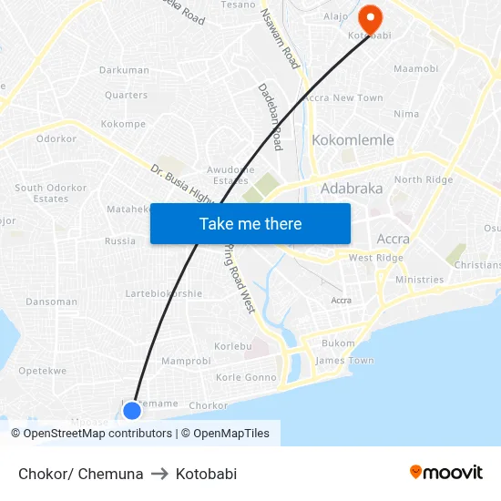 Chokor/ Chemuna to Kotobabi map