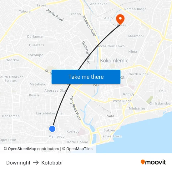 Downright to Kotobabi map