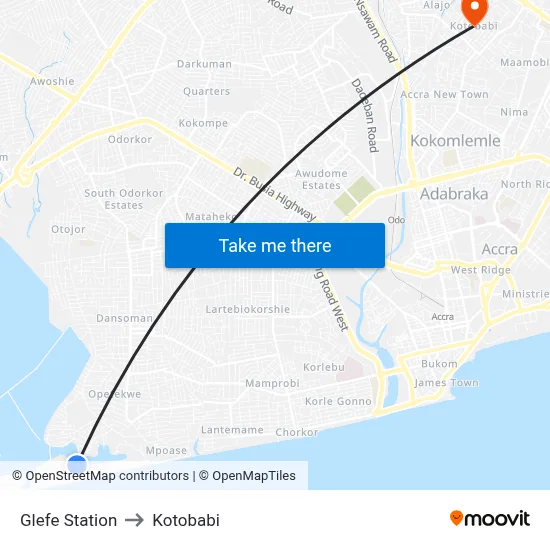 Glefe Station to Kotobabi map