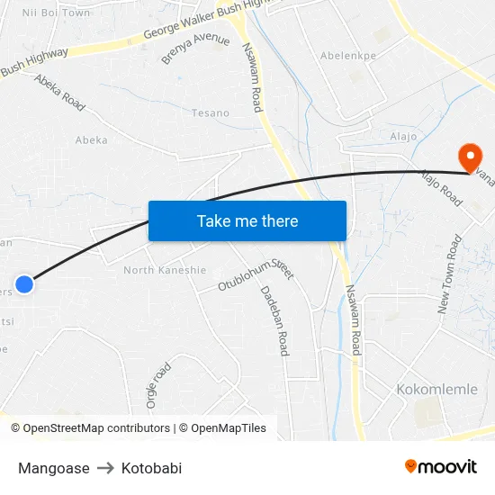 Mangoase to Kotobabi map
