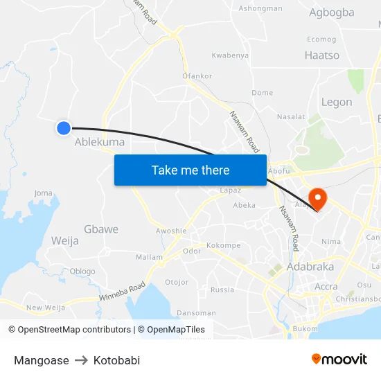 Mangoase to Kotobabi map