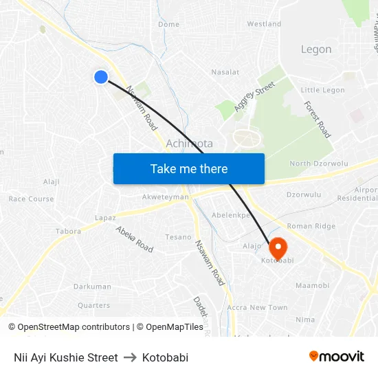 Nii Ayi Kushie Street to Kotobabi map