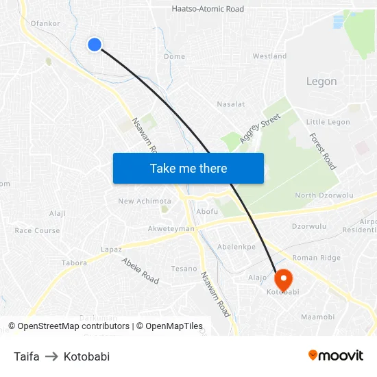 Taifa to Kotobabi map