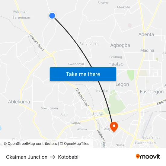 Okaiman Junction to Kotobabi map