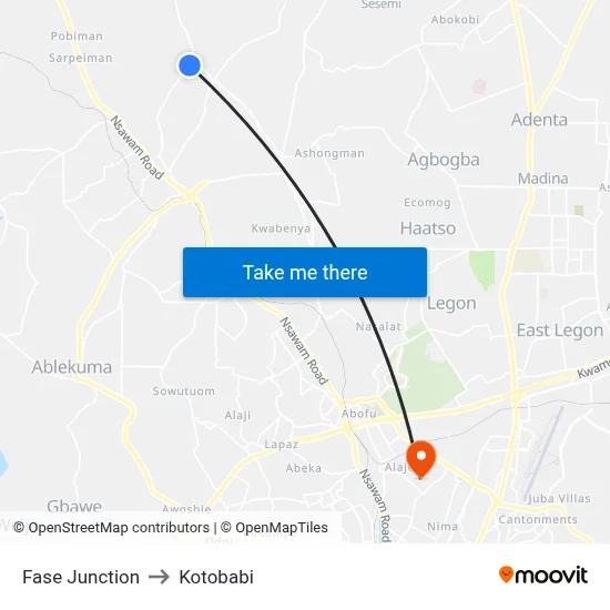 Fase Junction to Kotobabi map