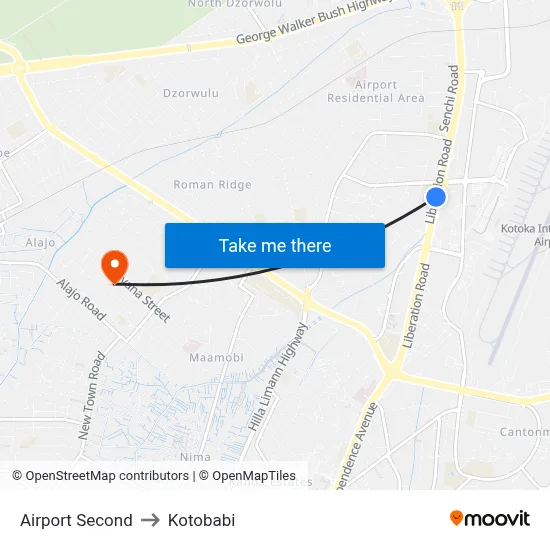 Airport Second to Kotobabi map