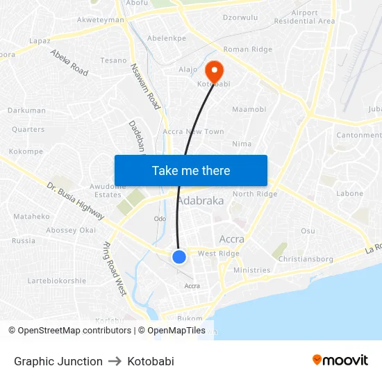 Graphic Junction to Kotobabi map