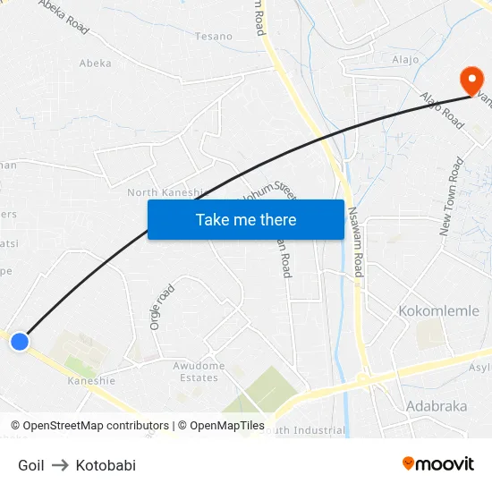 Goil to Kotobabi map