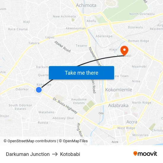 Darkuman Junction to Kotobabi map
