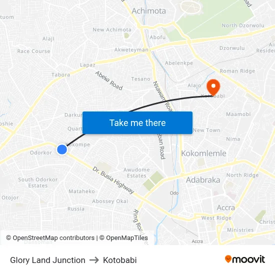 Glory Land Junction to Kotobabi map