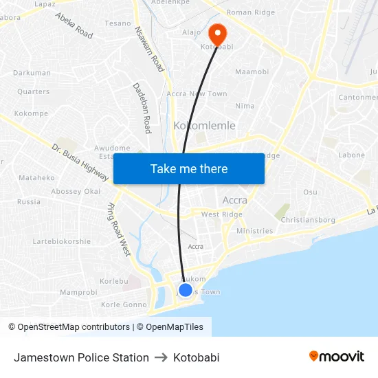 Jamestown Police Station to Kotobabi map