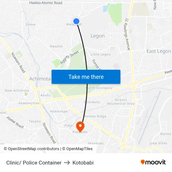 Clinic/ Police Container to Kotobabi map