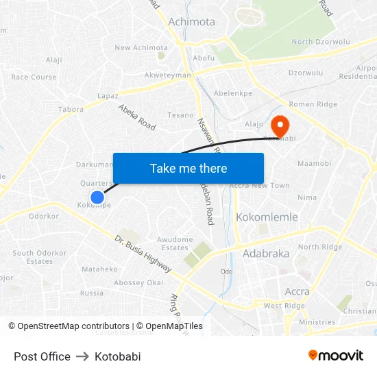 Post Office to Kotobabi map