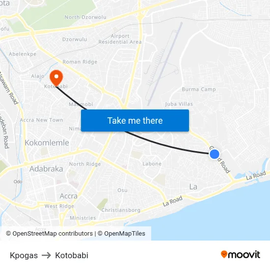 Kpogas to Kotobabi map