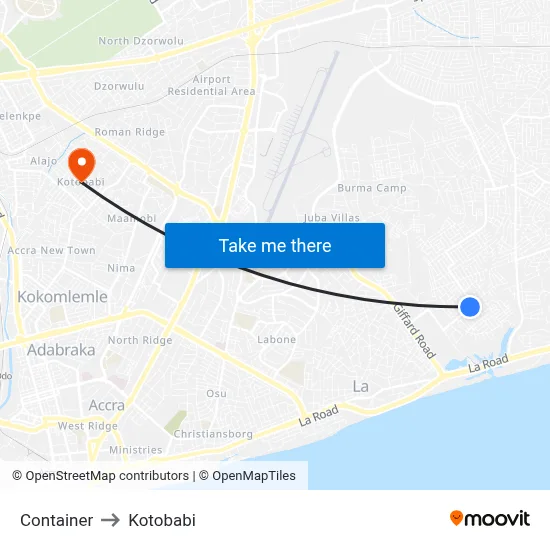 Container to Kotobabi map