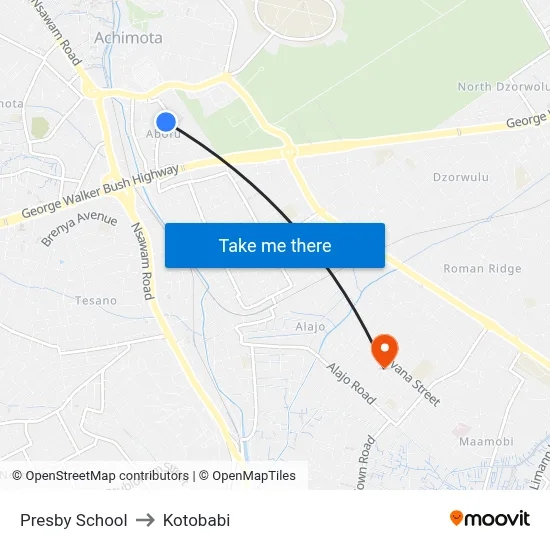 Presby School to Kotobabi map