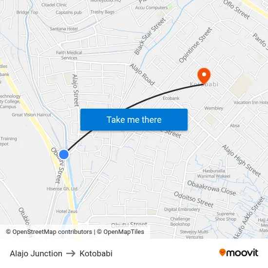 Alajo Junction to Kotobabi map