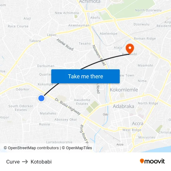 Curve to Kotobabi map