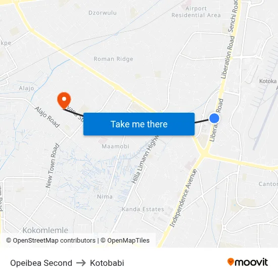 Opeibea Second to Kotobabi map