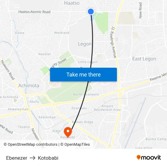 Ebenezer to Kotobabi map