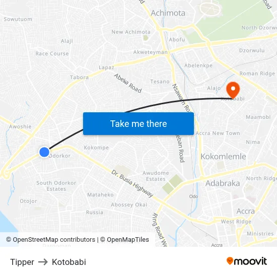Tipper to Kotobabi map