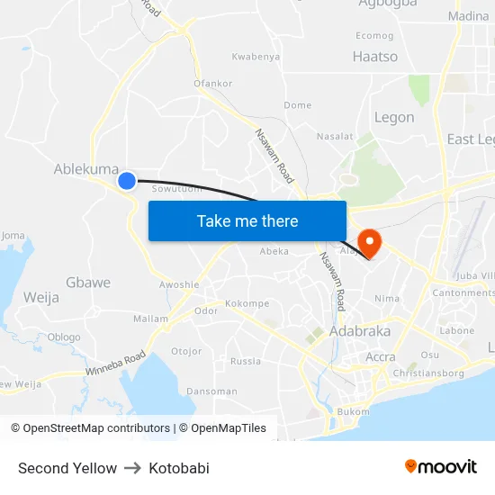 Second Yellow to Kotobabi map