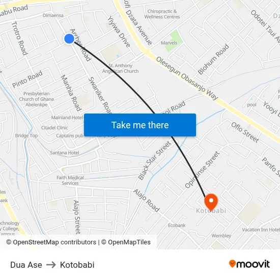 Dua Ase to Kotobabi map