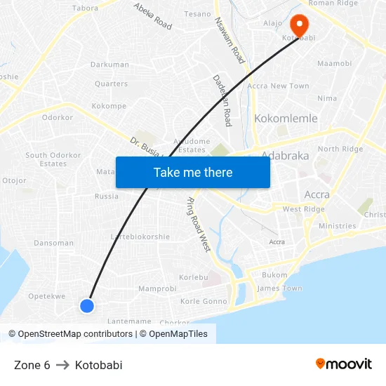 Zone 6 to Kotobabi map