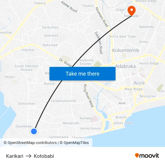 Karikari to Kotobabi map