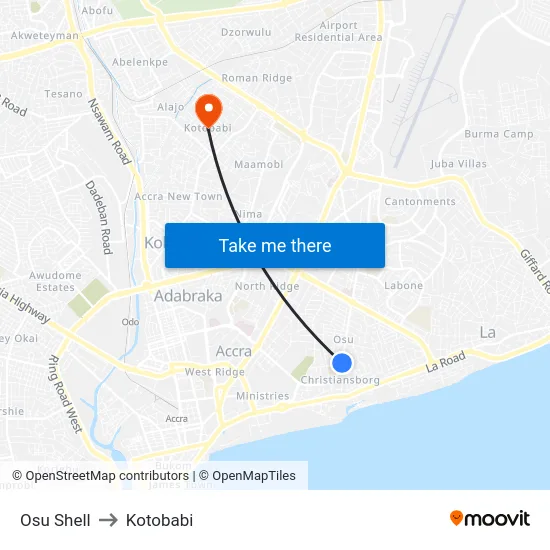 Osu Shell to Kotobabi map