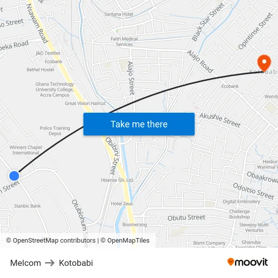 Melcom to Kotobabi map