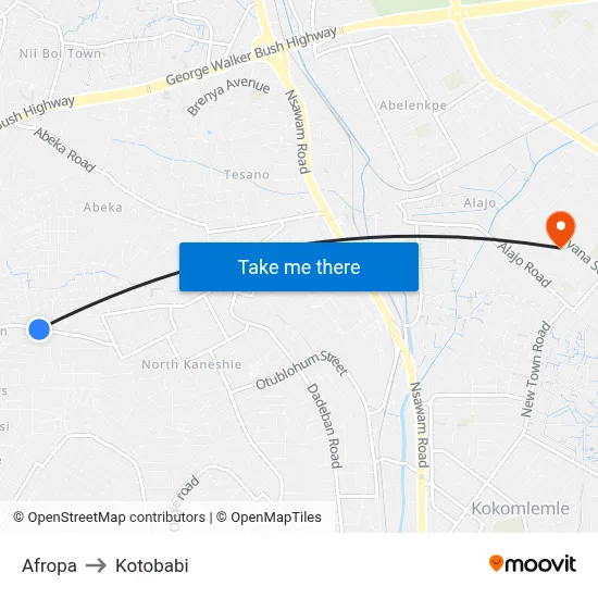 Afropa to Kotobabi map