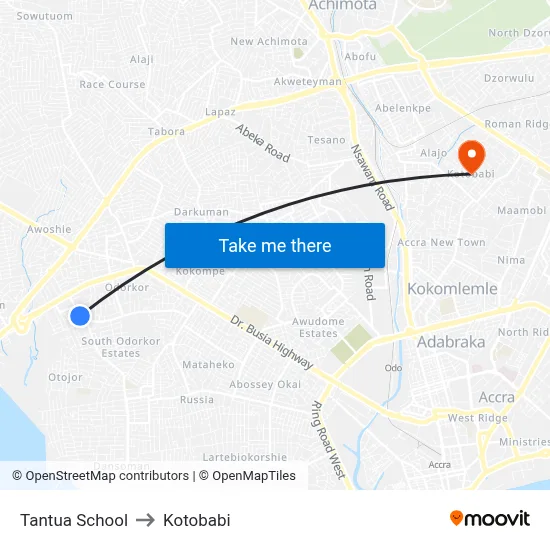 Tantua School to Kotobabi map