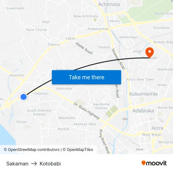 Sakaman to Kotobabi map