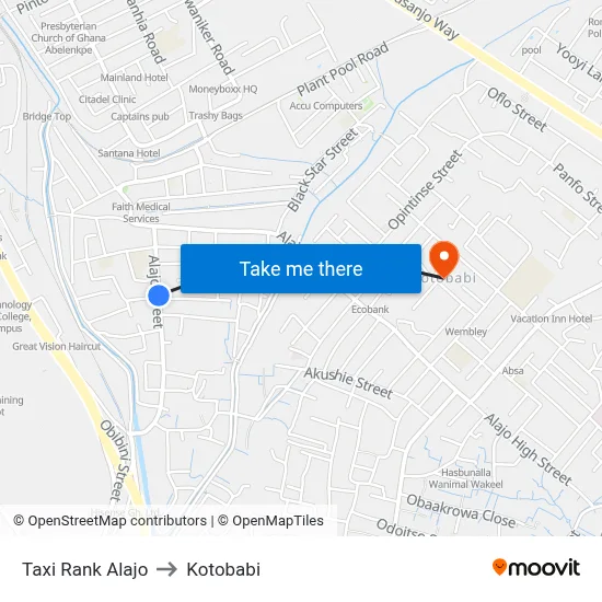 Taxi Rank Alajo to Kotobabi map