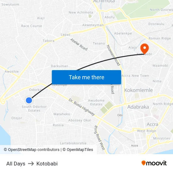 All Days to Kotobabi map