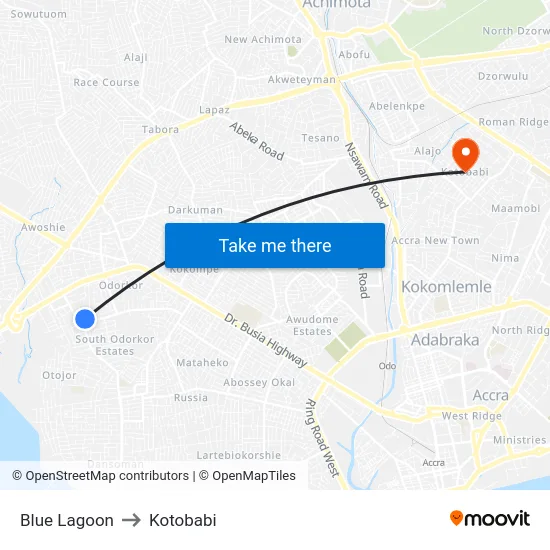 Blue Lagoon to Kotobabi map