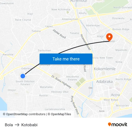 Bola to Kotobabi map
