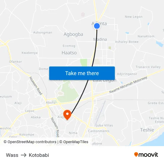 Wass to Kotobabi map